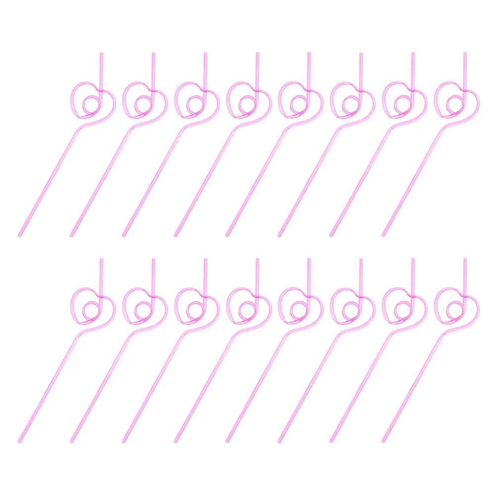 

25 Pcs Love Straw Cocktail Straws Blue Flexible Drinking Beverage Reusable Small