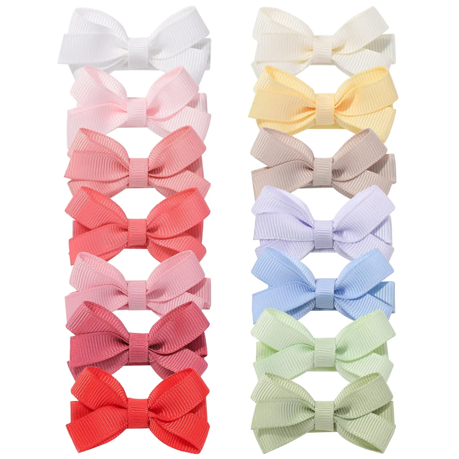 

6pcs/set Solid Color Bow Hair Clips for Baby Girls Elegant 2'' Small Ribbon Bow Hairclip Hairgrips Headwear Hair Accessories
