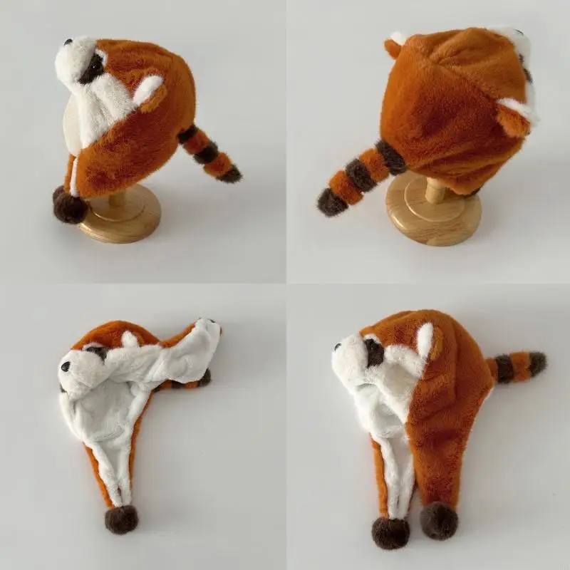 

Kids Earflap Hat Autumn Winter Caps Lovely Lesser Panda Hat for Outdoor Traveling Skiing Windproof Ear Caps