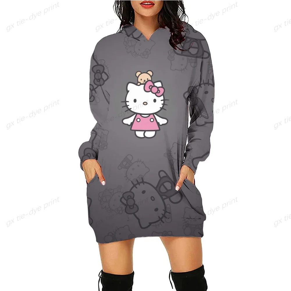 Original Design HELLO KITTY Hoodie Printed Anime Spice Hoodie Cartoon Top Versatile Sweatshirt Fashion Hoodie Dress Women