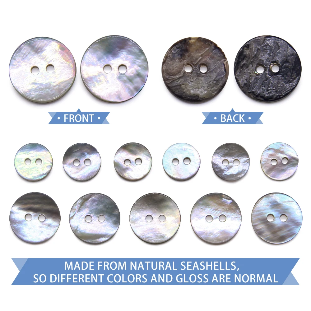 30pcs/lot of shell buttons, new colored pearl shells, circular 2-hole buttons, clothing sewing accessories DIY