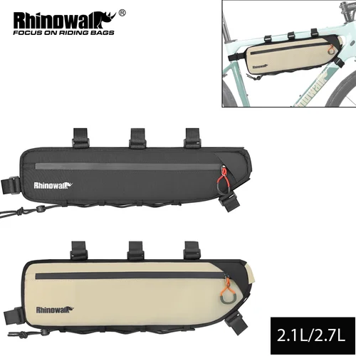 Imagen 1 del producto Rhinowalk-Bolsa de almacenamiento triangular para cuadro de bicicleta, bolsa para debajo del tubo, resistente a la suciedad, MTB, Carretera, grava, 2,1 l/2,7 l, 1 pieza, oferta