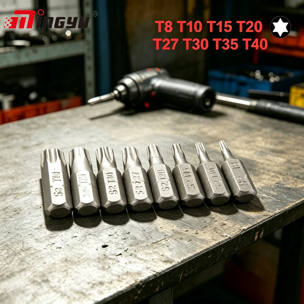 Jeu d'embouts de tournevis Torx en acier allié S2, 25mm de Long, tige hexagonale de 1/4 pouces T8 T10 T15 T20 T27 T30 T35 T40, 10 pièces