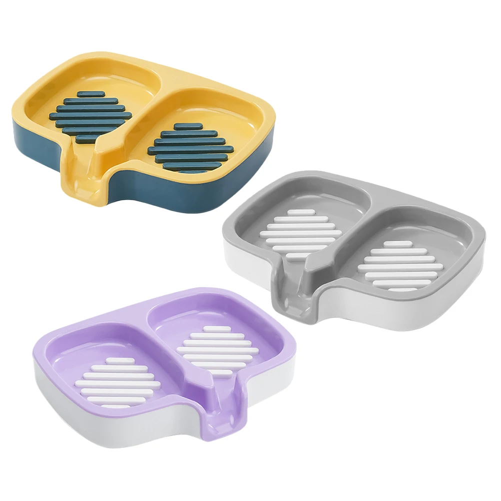 

3Pcs Bathroom Soap Dish Holder Self Draining Tray Hips Material Storage Compact Design Decorative Soap Dish