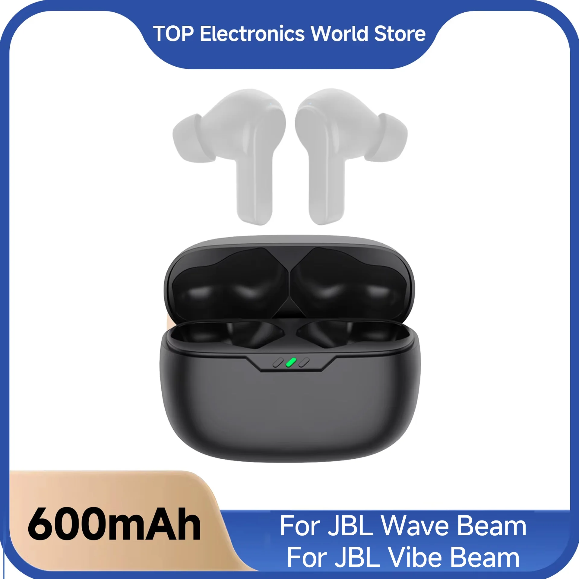 Étui de chargement pour JBL Wave Beam/JBL Vibe Beam, boîtier de chargeur sans fil Bluetooth 600mAh de remplacement, pour Port type-c, sans écouteurs