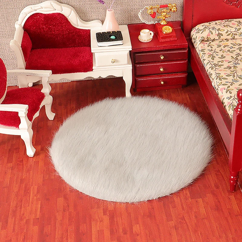 1:12 Dollhouse Miniature Plush Carpet Floor Rug Cover Floor Mat Bedroom Living Room Model Decor Toy Doll House Accessories