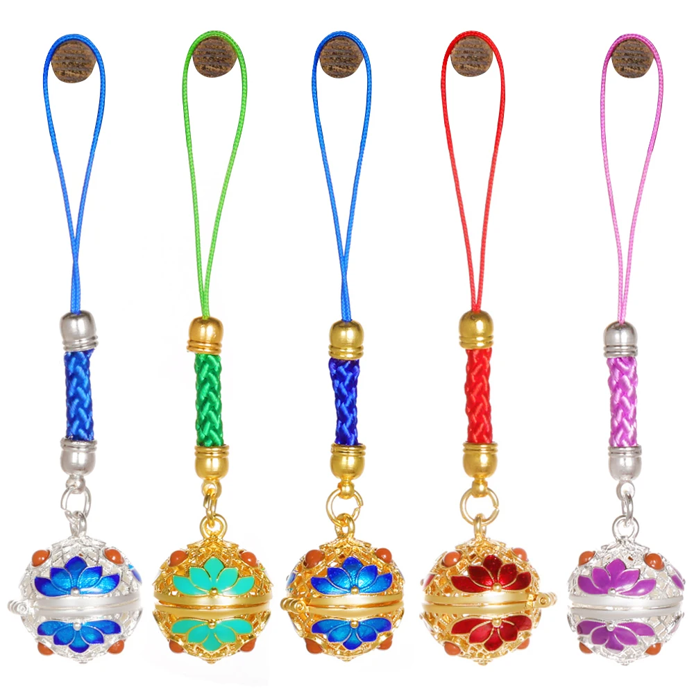 Mexico Chime Palace Painting Flower Caller KeyChain Mobile Phone Pendant Aromatherapy Ball Perfume Diffuser Lockets Jewelry Gift