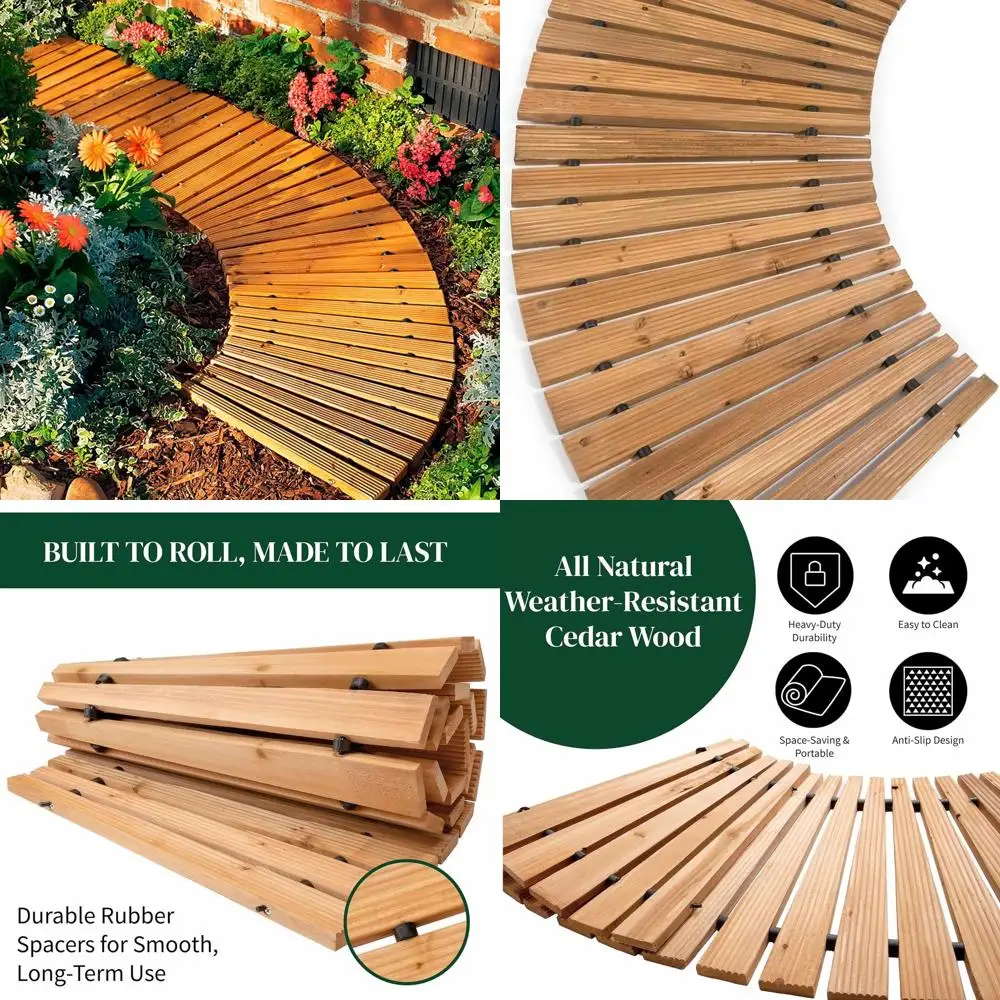 

17-широкая изогнутая уличная дорожка из твердой древесины кедра для сада, устойчивая к атмосферным воздействиям, идеально подходит для газона, патио и свадьбы