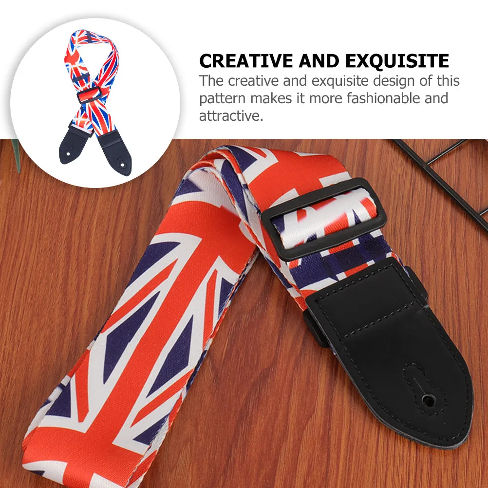 2Pcs Wide Guitar Strap with Uk Flag Print Exquisite Craftsmanship Non-Deforming Arm Pressure Relief Ukulele Shoulder Belt