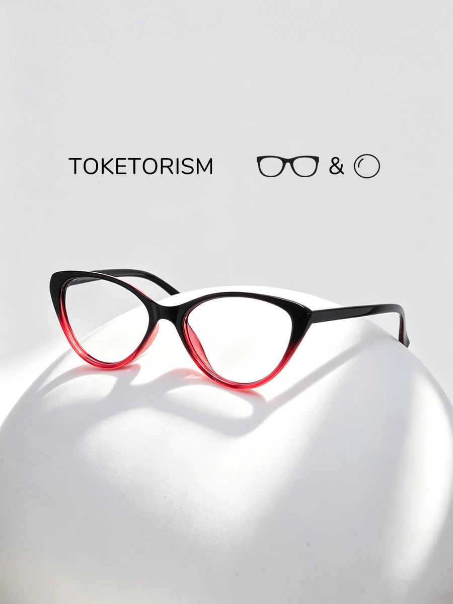 

Винтажные очки Toketorism для женщин, ультралегкая пластиковая оправа, прозрачные линзы, очки по рецепту