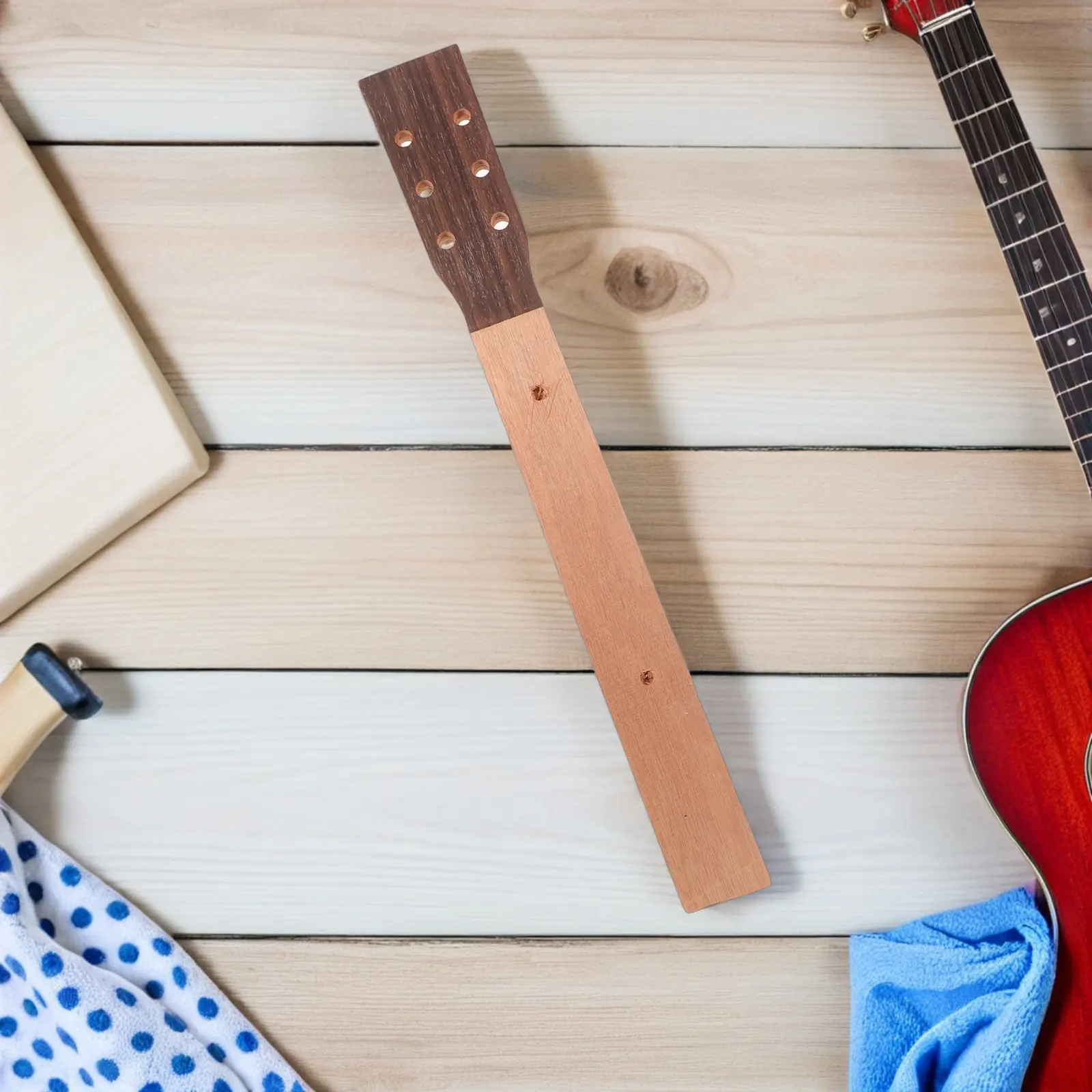 Acoustic Guitar Neck Wood Veneer Headstock Stable Structure Precise Intonation Folk Style Replacement Neck for Classical Guitar