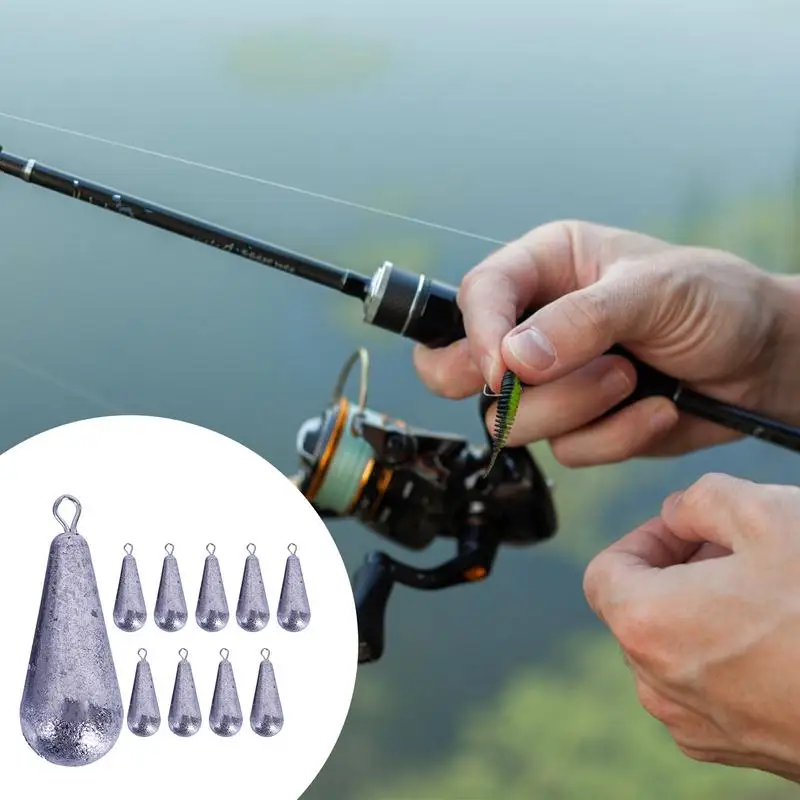 Fishing Sinkers For Bass 10X Sturdy Lead Fishing Sinkers In Teardrop Shape 360 Degree Rotatable Drop Shot Rig Multifunctional