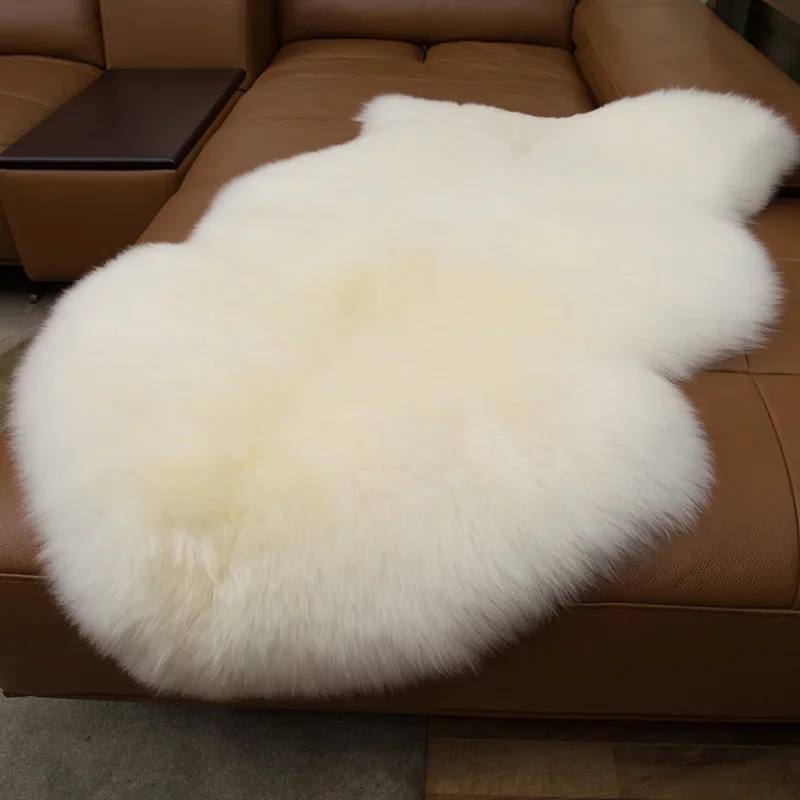 100% Real Sheepskin Wool Carpets for Living Room Bedroom Area Rug Luxury White Fur Warm Shaggy Carpet Super Soft Chair Cover Mat