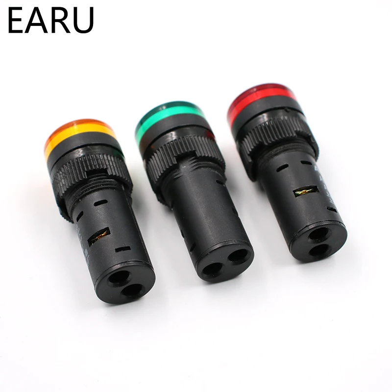 Indicator Signal Lamp Light Waterproof ad16-16ds 16mm AC/DC 12V 24V 110V 220V 380V Red Green Yellow Blue White LED Bulbs 20mA