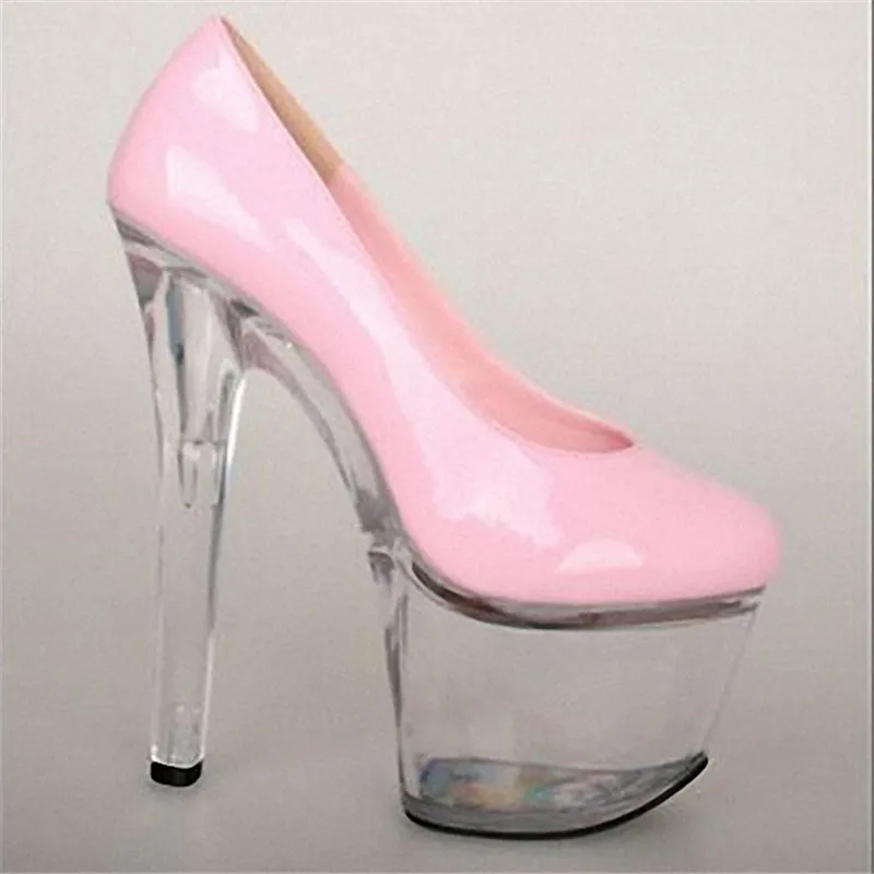 

Elegant 17 cm high heel shoes, fashion and simple office high platform crystal shoes, wedding/party dance shoes