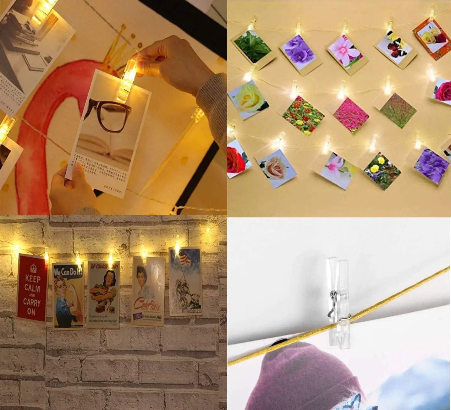 100 stks Mini Plastic Utility Paperclips, Wasknijpers, Mini Wasknijpers voor Foto, String Fairy Lights (Clear)