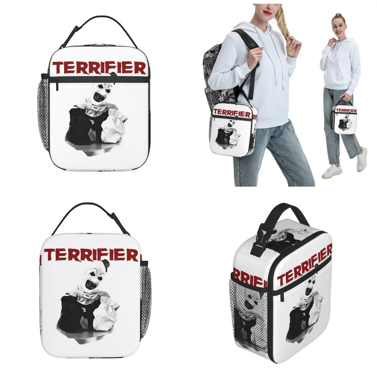 Terrifier The Clown Horror Movie Halloween Thermal Insulated Lunch Bag for Work Portable Food Bag Cooler Thermal Lunch Box