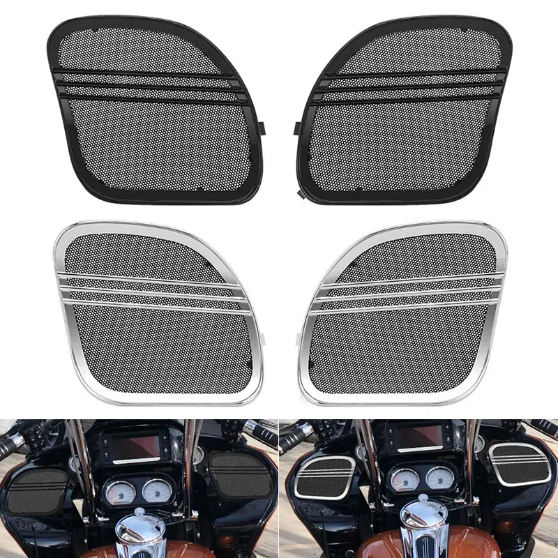 Głośnik motocyklowy grille pokrywa tapicerka siatka Tri-Line czarna dla Harley Touring Road Glide Limited FLTRK Special FLTRXS 2015-UP