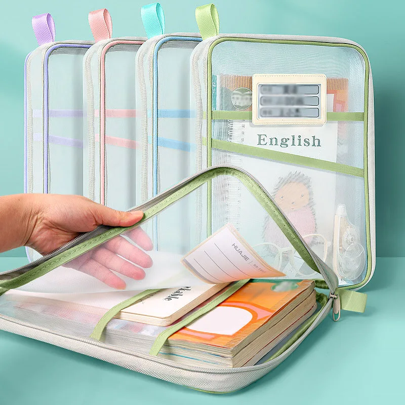 

L type subject sorting bag mesh yarn file bag thickened subject bag test paper book storage bag