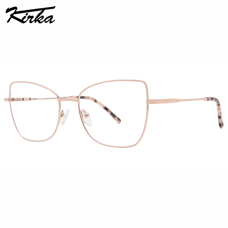 Kirka Female Eyewear Cat Eye Full-Rim Frames Shine Colors Metal Glasses for Women Fashion Prescription Optical Frames MW1056