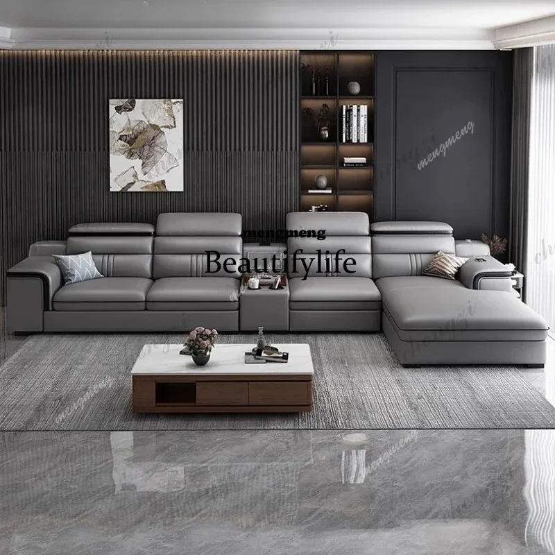D5556 Apartment Modern Sofas Living Room Luxury Leather Straight Sofas Comfortable Cinema Cadeiras Para Sala De Estar Home Acces
