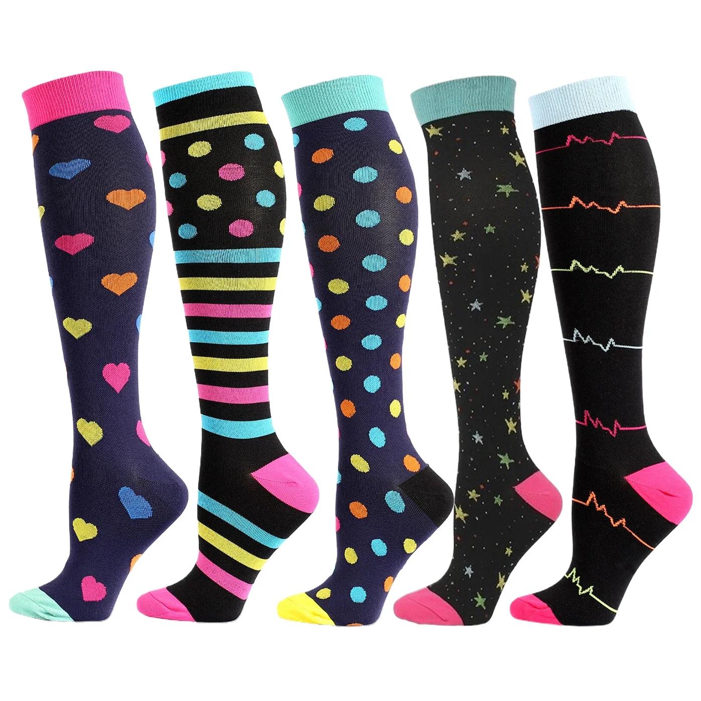 

5Pairs Sport Athletic Compression Socks for Men Women Cycling Running Football Basketball Skateboard Exercise Performance Socks