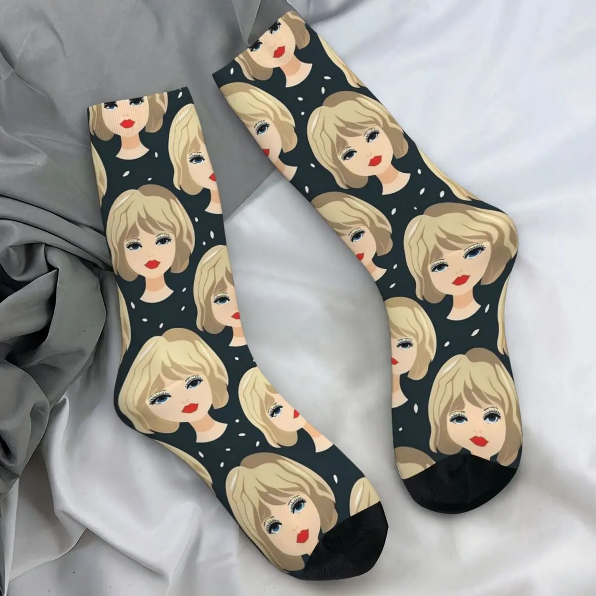

Taylored Face Pattern Socks Musician Leisure Stockings Spring Non Slip Women Men Socks Warm Soft Custom Skateboard Socks
