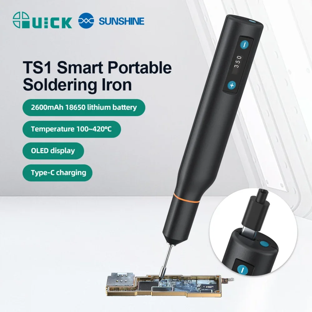 

QUICK TS1 Electric Soldering Irons Smart Portable Soldering Iron 10W OLED Display Type-C Charging 2600mAh Temperature 100~420℃