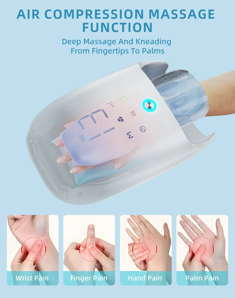 Cordless Finger Joint Shaped Hand Massager, Vibrator with Heat, Portable Massage Device for Pain Relief