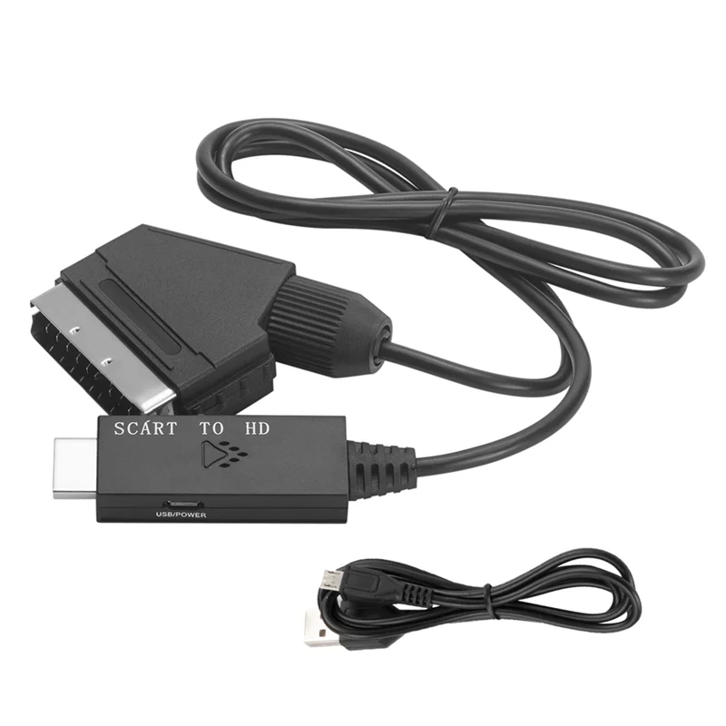 ABEP-1080P SCART to HDMI-Compatible Converter Computer Projection to Tv Adapter for SCART Products Connecting HD Products