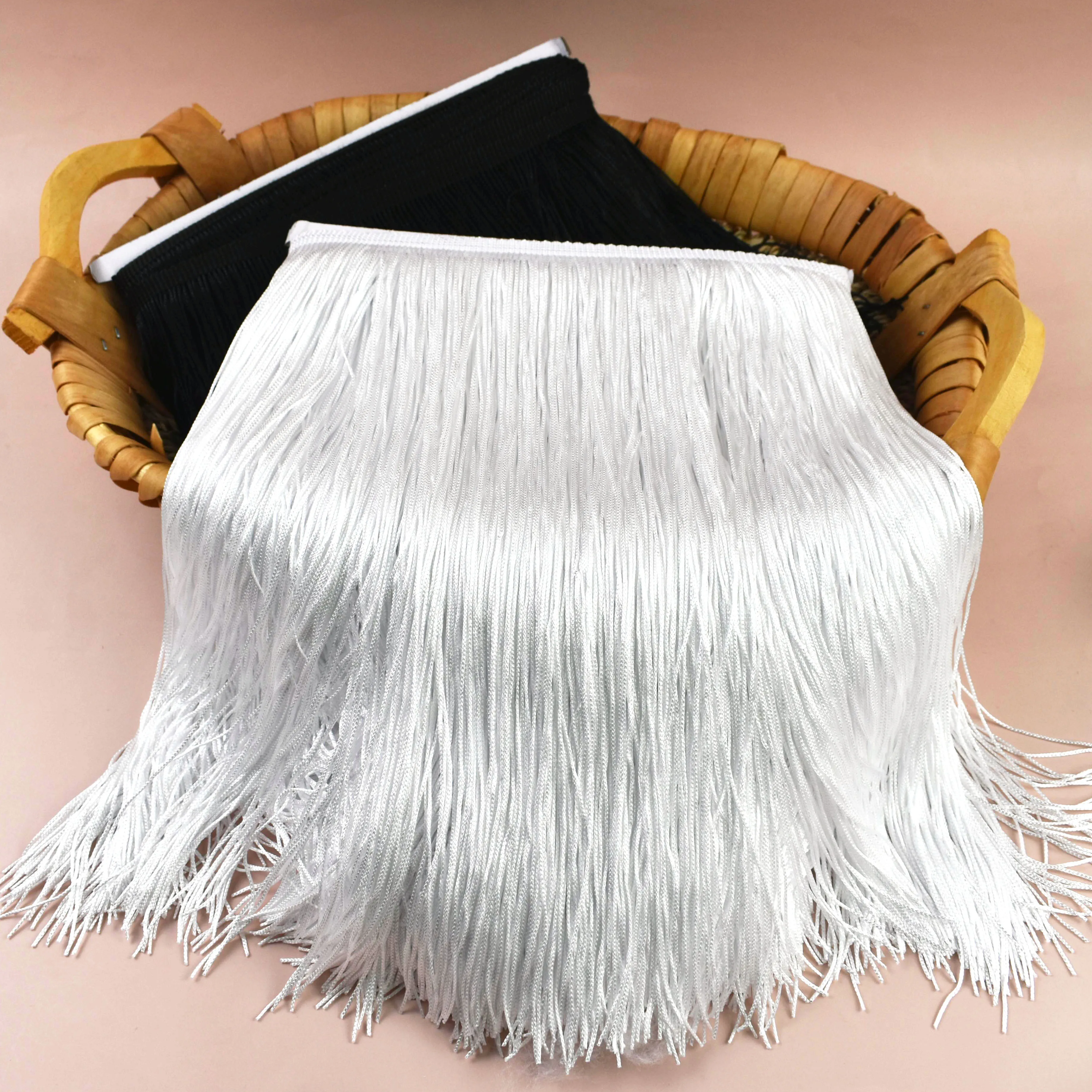Meetee 2/5Yards Fringe Tassel 10-50cm Black White Polyester Lace Trim DIY Sewing Edging Fringes for Garment Handcraft Supplies
