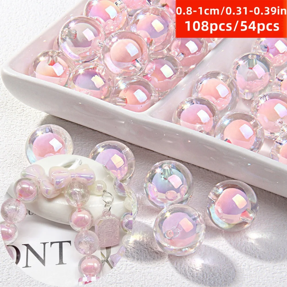 108 Stück 8mm Acrylperlen in Pink, Abstandshalterperlen. Lose Perlen DIY Perle in Perle Handmaterial, Dekorationsperlen – Detail 3