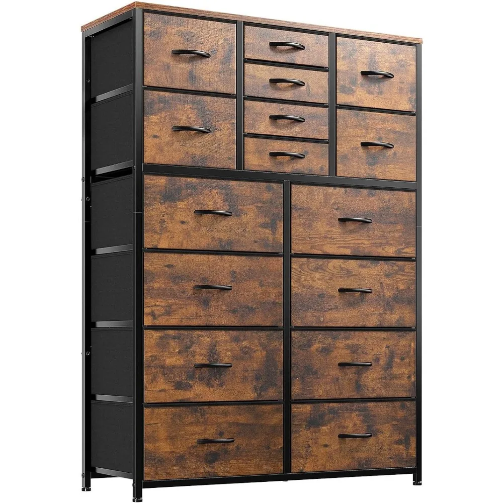 Dresser with 16 Drawers, Drawer with Wardrobe Entrance, Storage Box with Fabric Box, Bedroom, Dresser