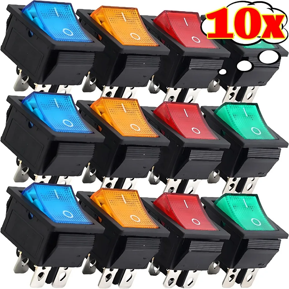 12V LED Rocker Switch 4 Pin 2 Position ON OFF Illuminated Toggle Dash Console Snap in Auto Car Boat RV Marine Automotive Parts