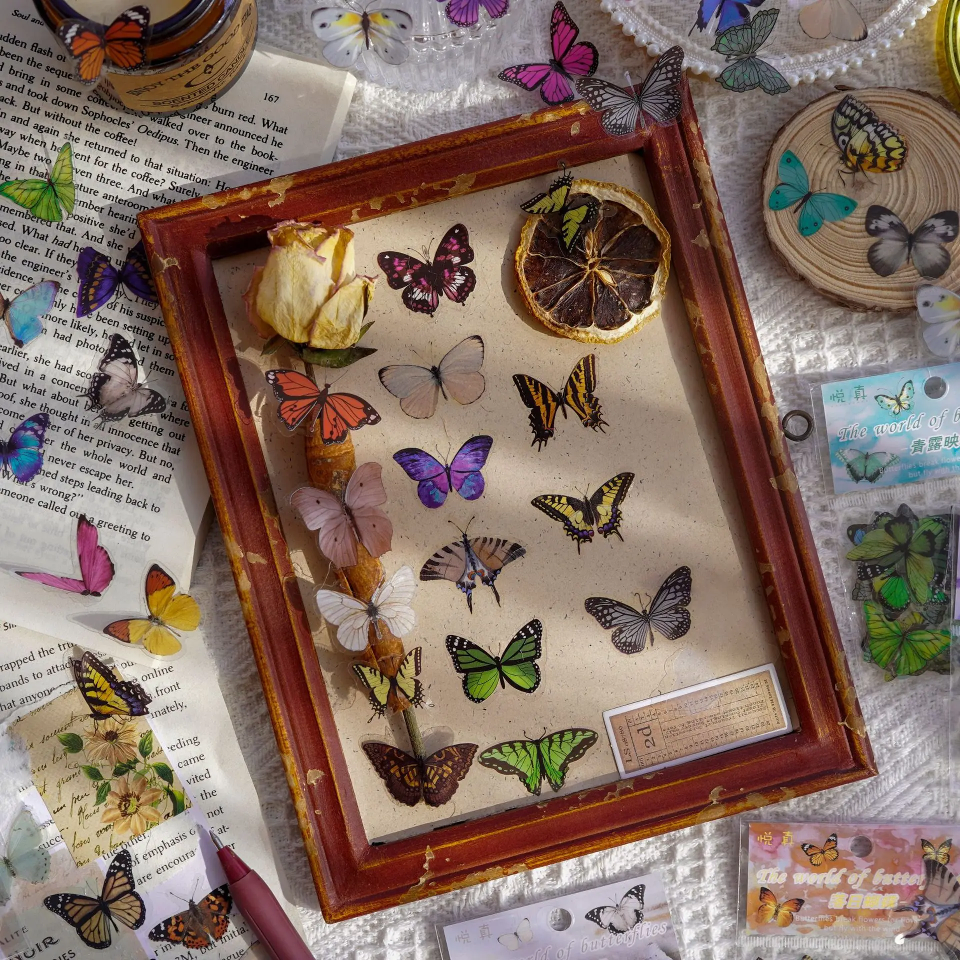 Journamm 40pcs/pack Butterfly Series Stickers Art Collage Junk Journal DIY Scrapbooking PET Waterproof Craft Aesthetics Stickers image 4