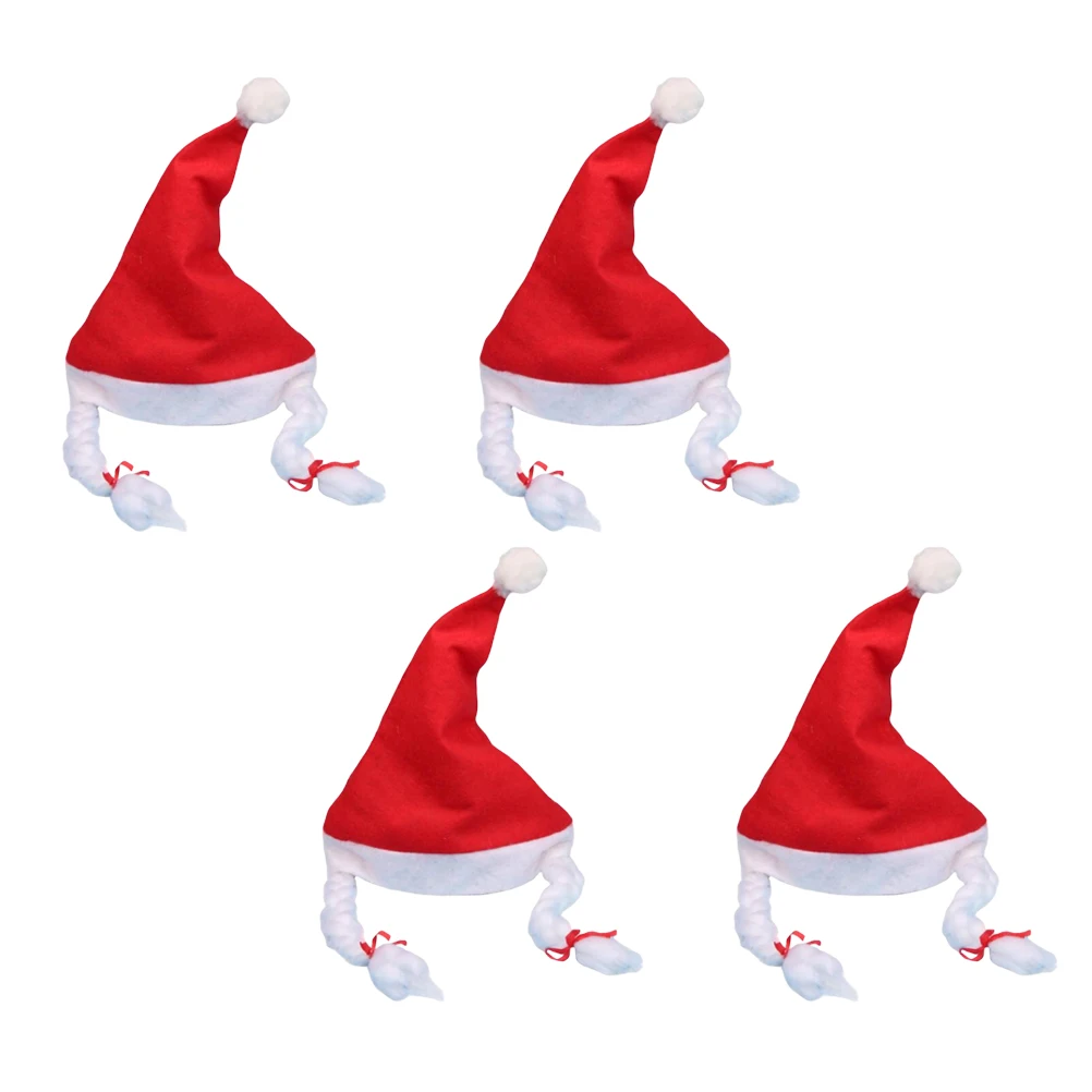 

4Pcs Christmas Santa Hat Sequins Decoration for Adults Bright Red Holiday Party Supplies Christmas Headdress Glitter Headwear