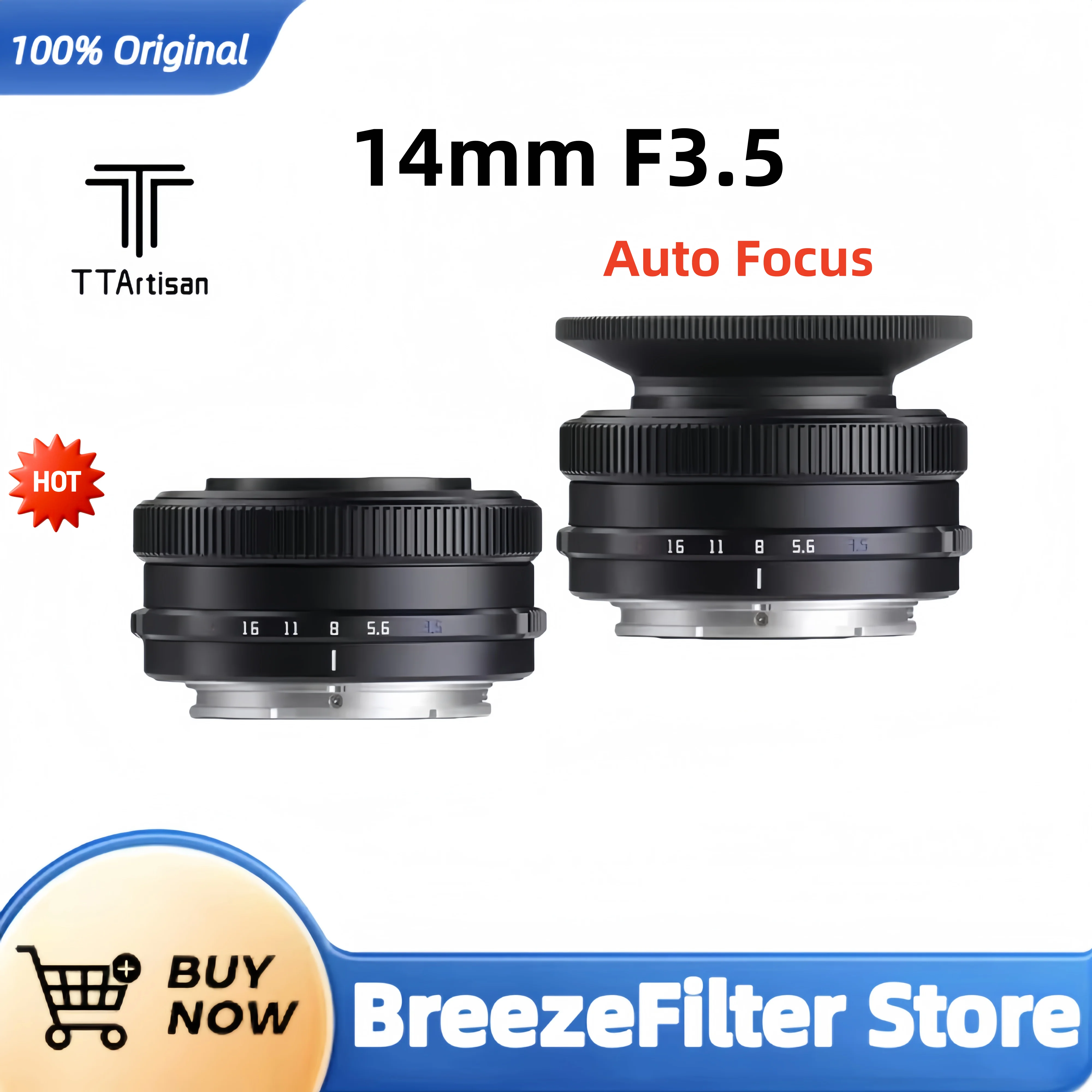 TTArtisan 14mm F3.5 lente de enfoque automático APS-C lentes de panqueque gran angular para cámaras Sony E Fuji X Mount Mirrorless A5000 A5100