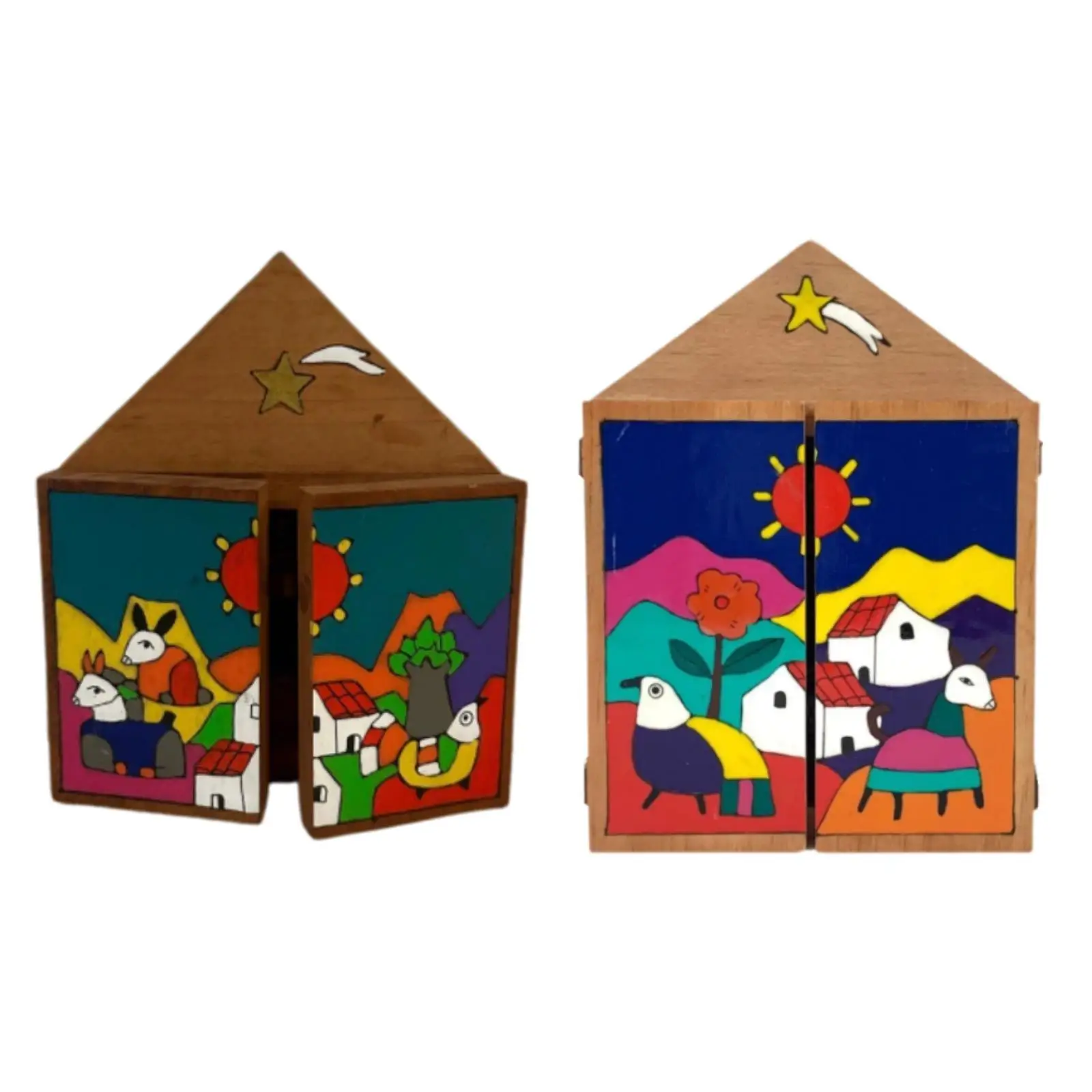 

Jesus Manger Christmas Nativity Scene Figurine Set Holy Family Wooden Statue for Farmhouse Xmas Festival Party Indoor Outdoor