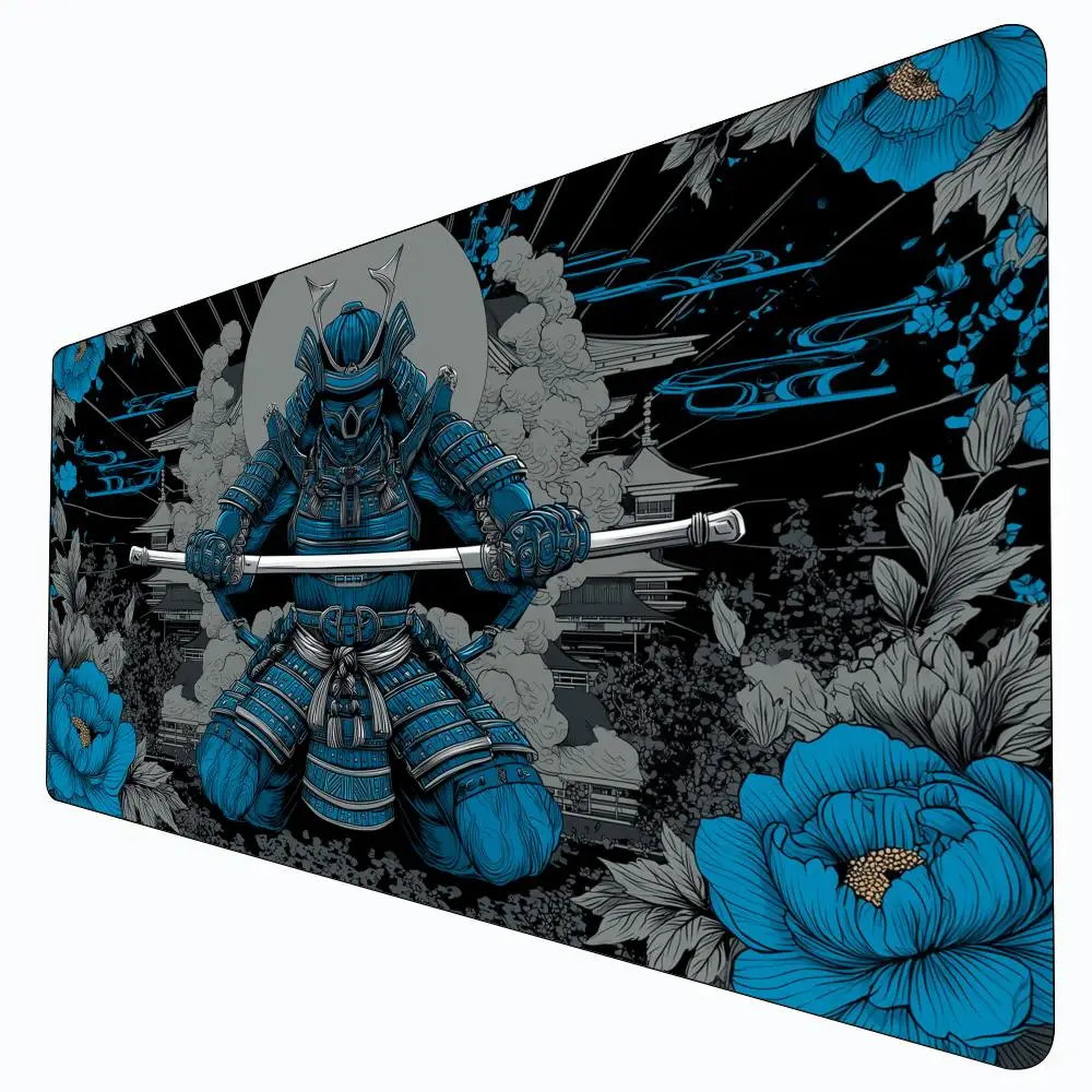 

Игровой коврик MTG с тематикой укиё-э: синий самурай, нескользящий, прочный, 35x60 см, для командных игр Magic, настольных игр и TCG