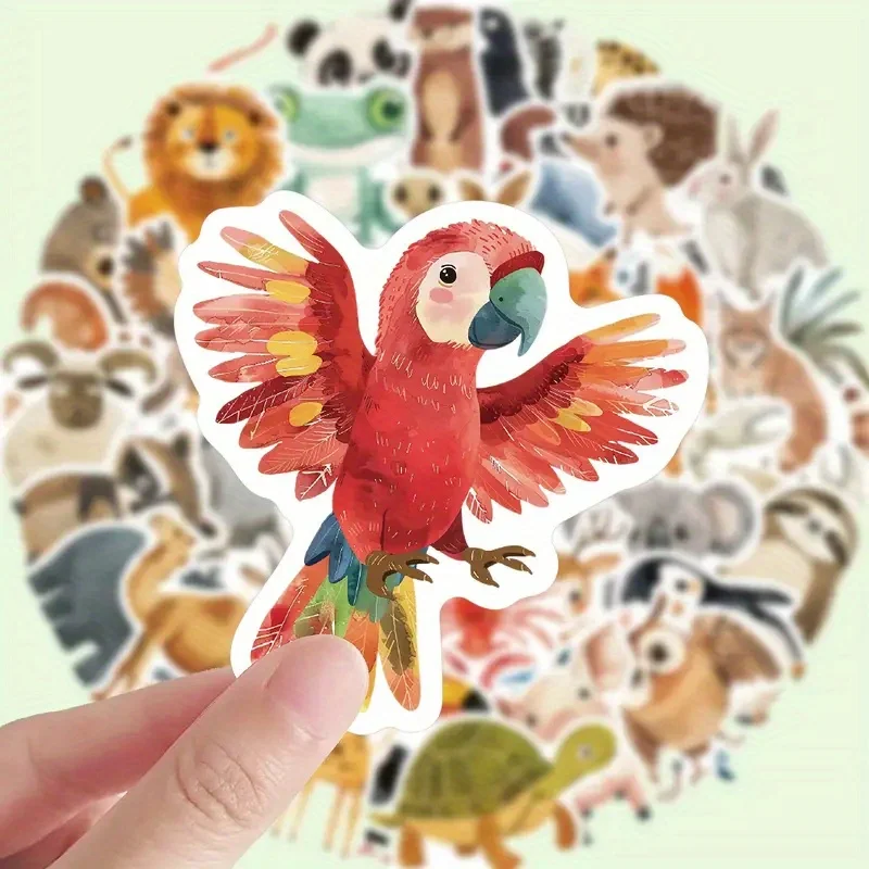 50pcs Hand-Drawn Animal Doodle Stickers | Ideal for Decoration on Luggage, Tablets, Laptops, Skateboards, Guitars, Water Bottles