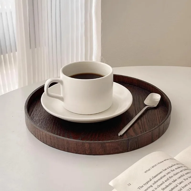 ins wind ash willow wooden plate tea tray household water cup storage tray cafe cake round wooden tray
