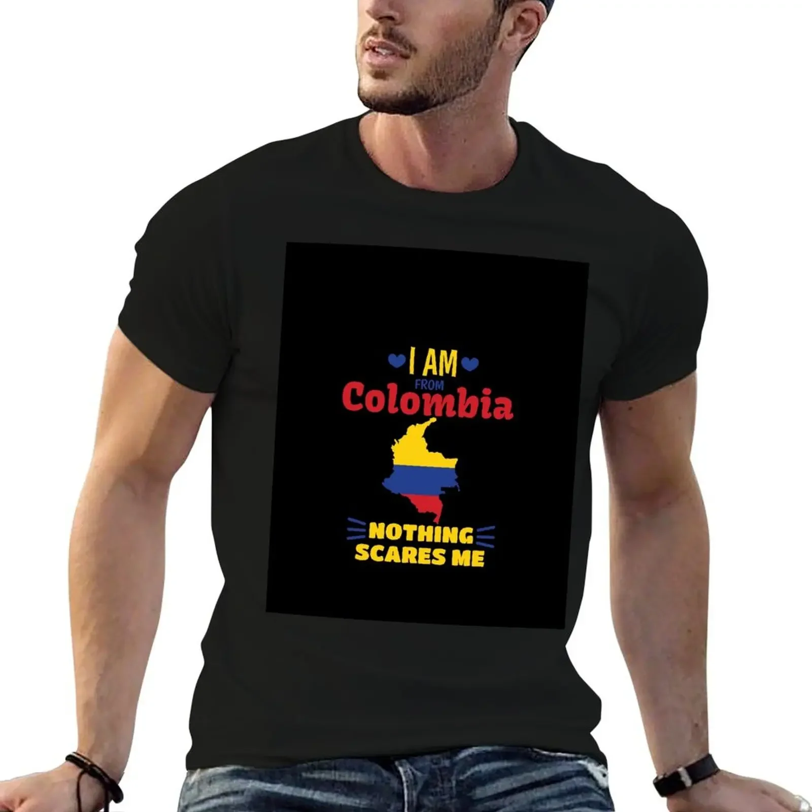 I Am From Colombia, Nothing Scares Me, I Am Colombian T-Shirt blanks customs Men's clothing