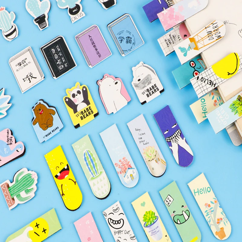 Cute Magnetic Bookmark Cartoon Student With Simple Literary Book Clip Stationery Small Fresh Magnet Bookmark CTSQ020