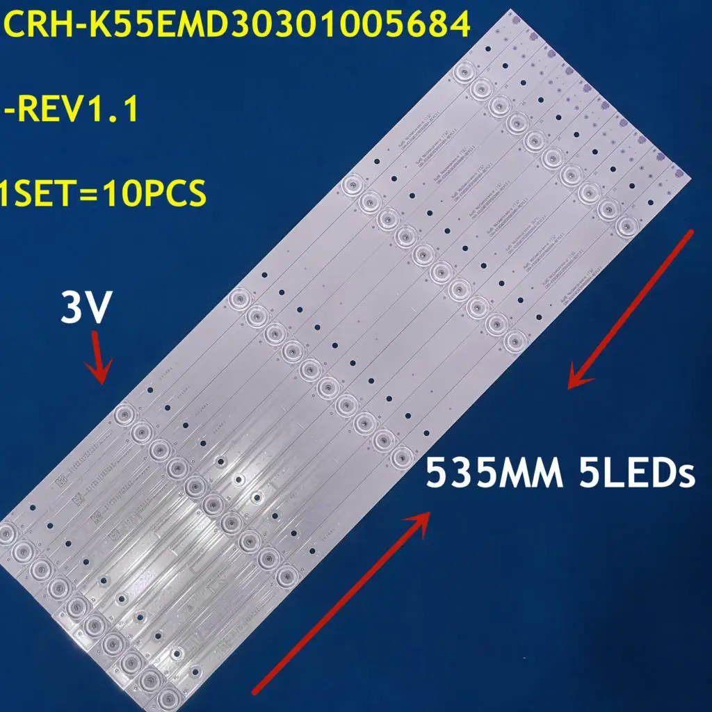 

535mm LED Strip 5 Lamps For Haier 55'' TV CRH-K55EMD30301005684-REV1.3 55UFC2500 RTUC5537 PLEDC5575-UHD 12-55C100-3030-0D18-5X10