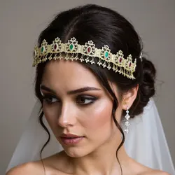 Poyasa Algerian Bridal Hair Accessories Gold Color Tassel Hair Chain Ethiopian Wedding Tiara Women Crown  Wedding Bijoux