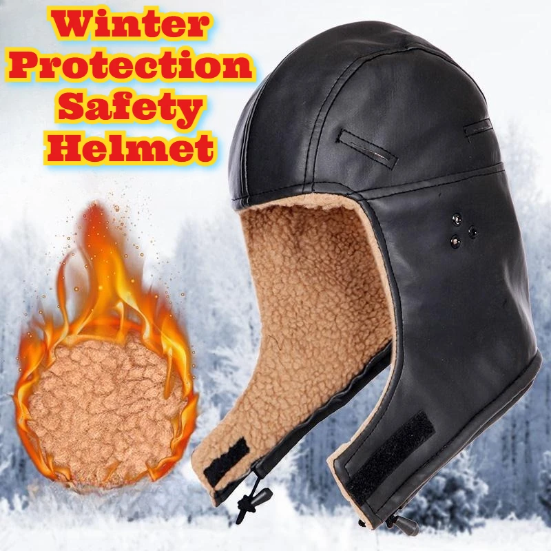 خوذة أمان شتوية بطانة حرارية مقاومة للبرد قبعة صلبة غطاء عازل للعمل في الهواء الطلق حماية ضد الرياح #1