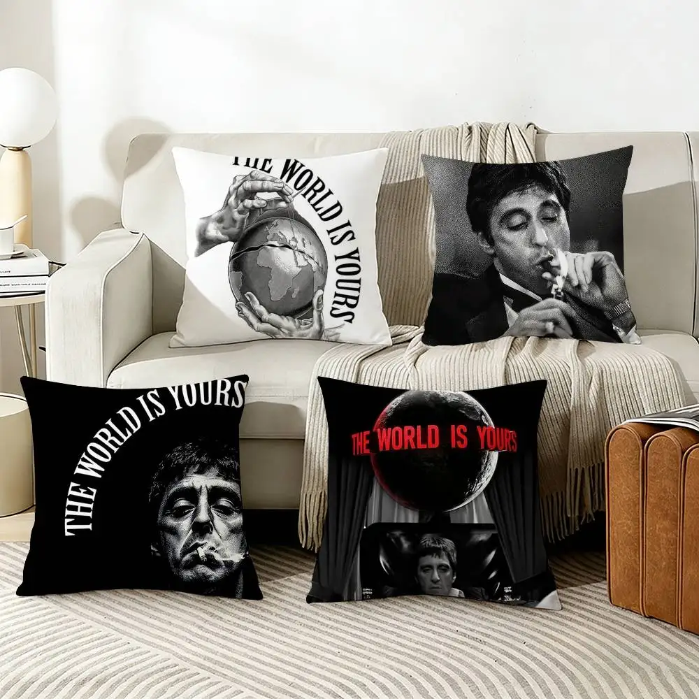 

The World Is Yours S-Scarfaces Pillow Case Living Room Sofa Cushion Cover Suitable For Home Bedroom Room Decoration