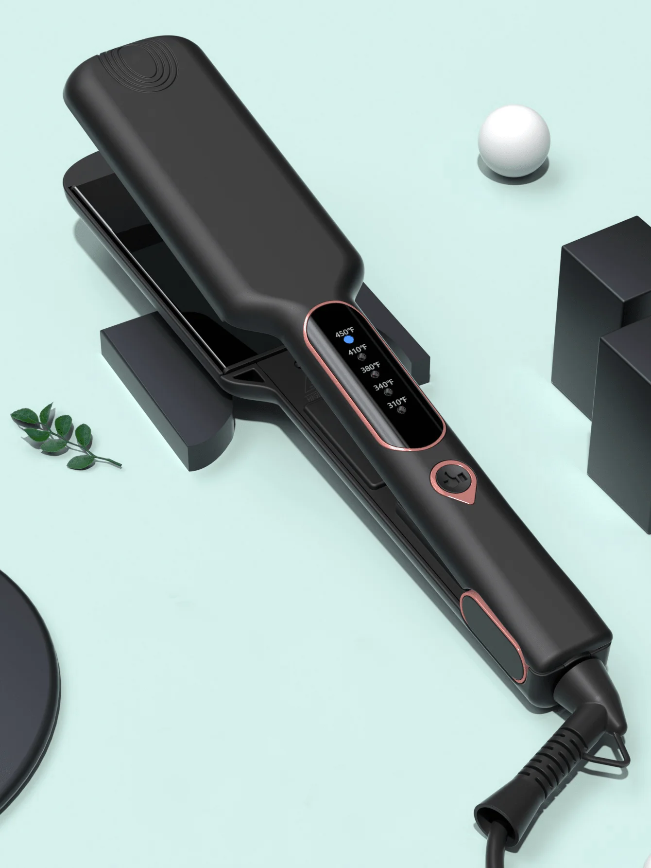 1pc 2-Inch Wide Titanium Alloy Flat Iron For Thick & Curly Hair, Fast Heating Straightener, Dual Voltage, Auto Shut Off, Gift For Women，sv2407026908831125