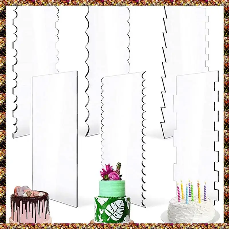 

BTCL 7 PCS Cakes Smoother Icing Comb Scraper Set Cake Sculpting Decor Supplies Transparent Acrylic For Baking,With Holes