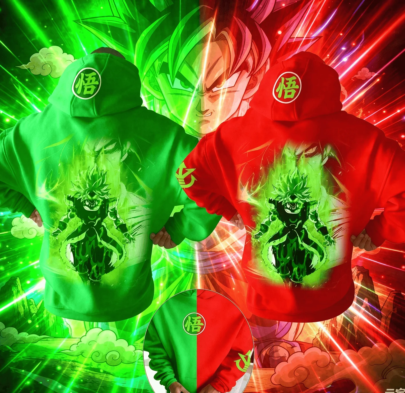 2026/27 Dragon Ball Retro Anime Hoodie, Super Saiyan Wukong Parent Child Polyester Fiber Hoodie Casual Loose Sports Y2K Style